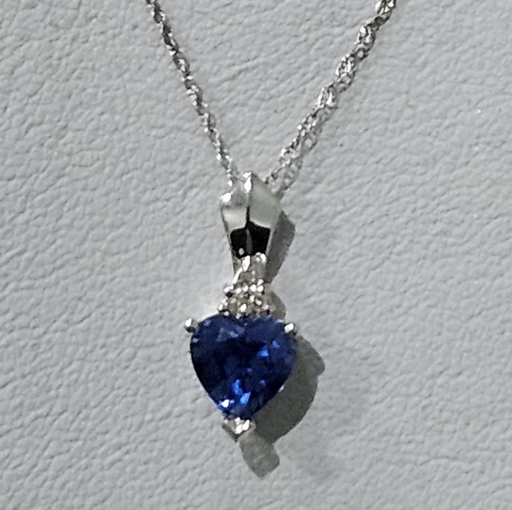 Heart Sapphire Blue Pendant Necklace - Women Jewelry